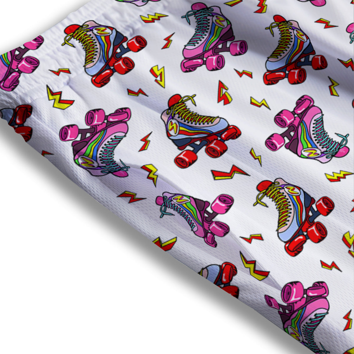 Roller Skates Lightning Print Pattern Mesh Shorts-grizzshop