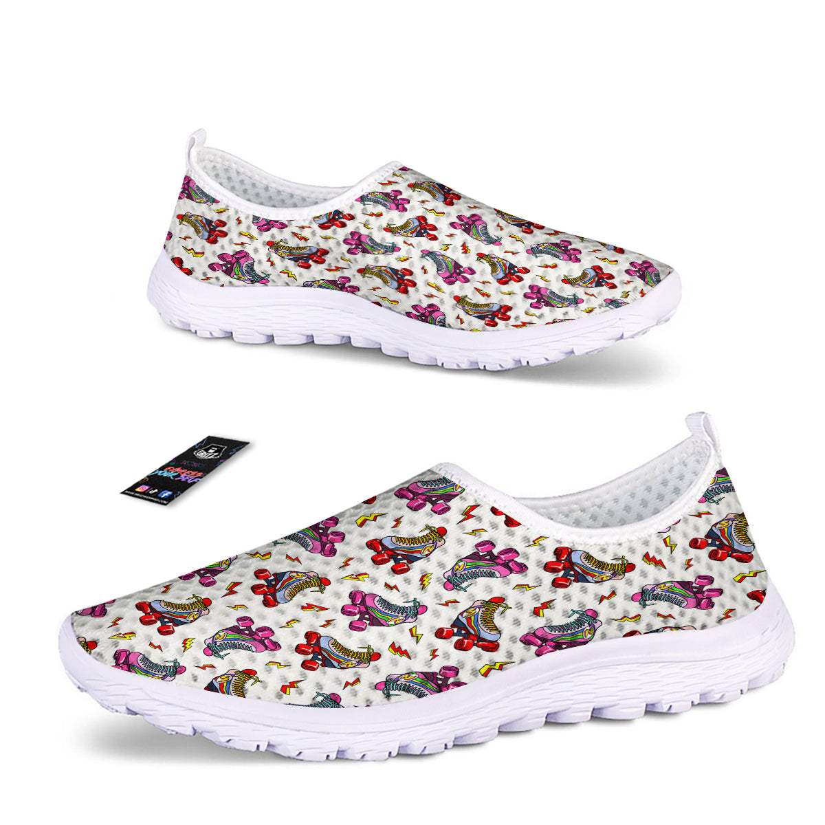 Roller Skates Lightning Print Pattern Nurse Shoes-grizzshop