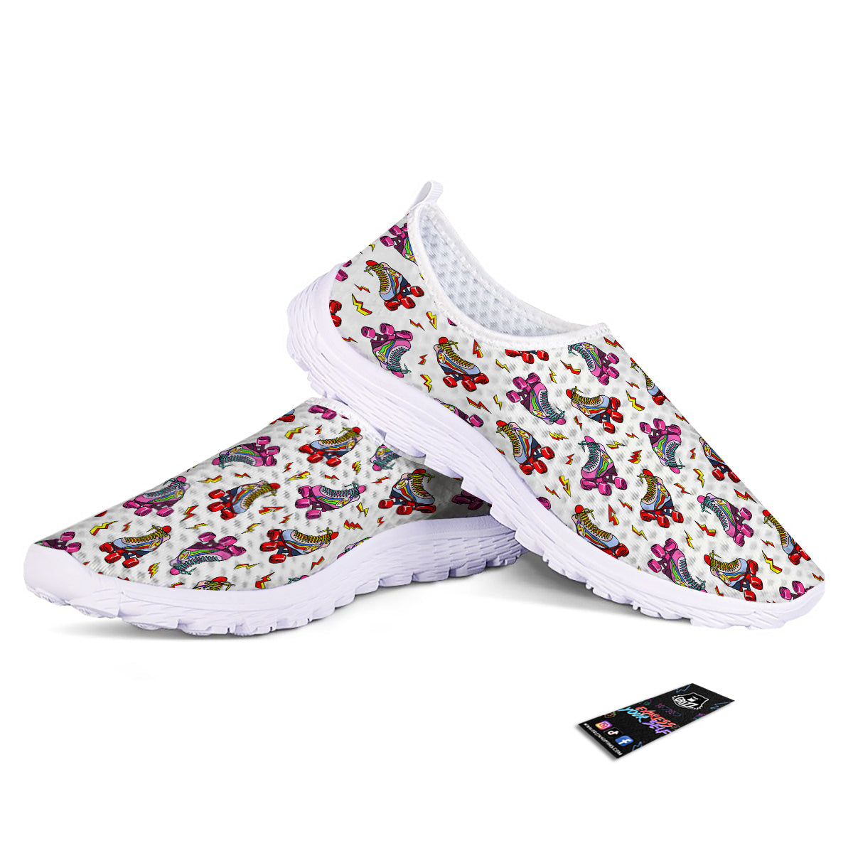 Roller Skates Lightning Print Pattern Nurse Shoes-grizzshop