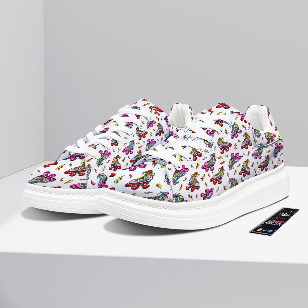 Roller Skates Lightning Print Pattern Platform Shoes-grizzshop