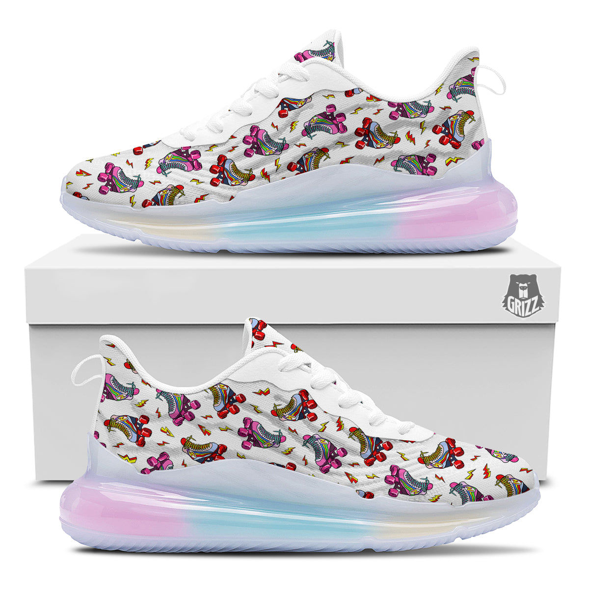 Roller Skates Lightning Print Pattern Running Sneakers-grizzshop