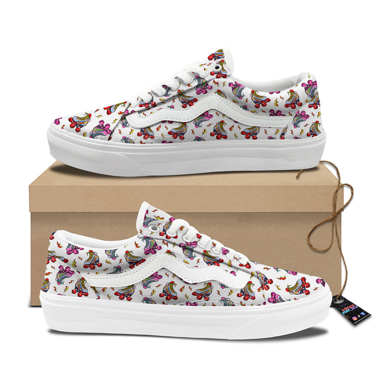 Roller Skates Lightning Print Pattern Skate Shoes-grizzshop