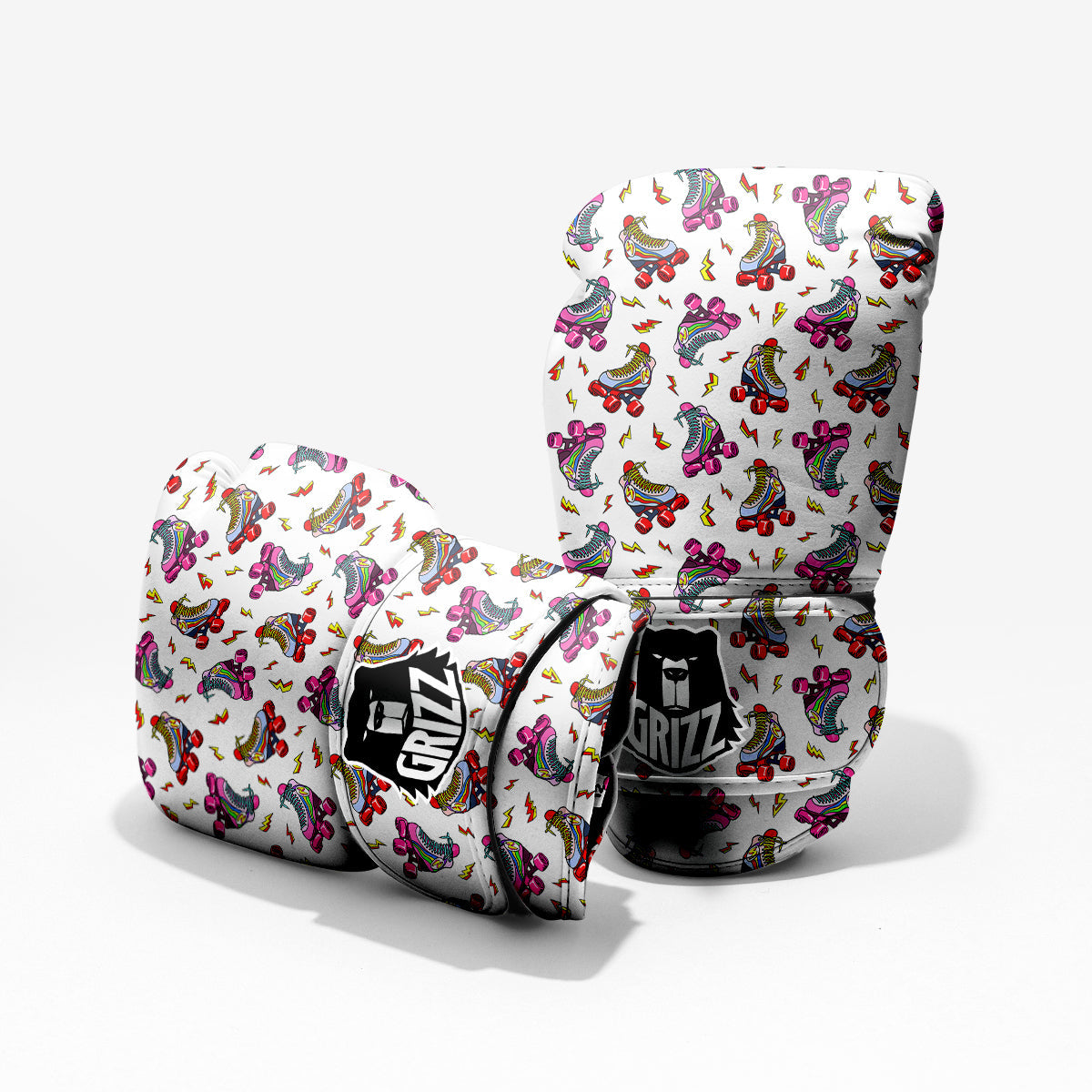 Roller Skates Lightning Print Pattern Sparring Gloves-grizzshop