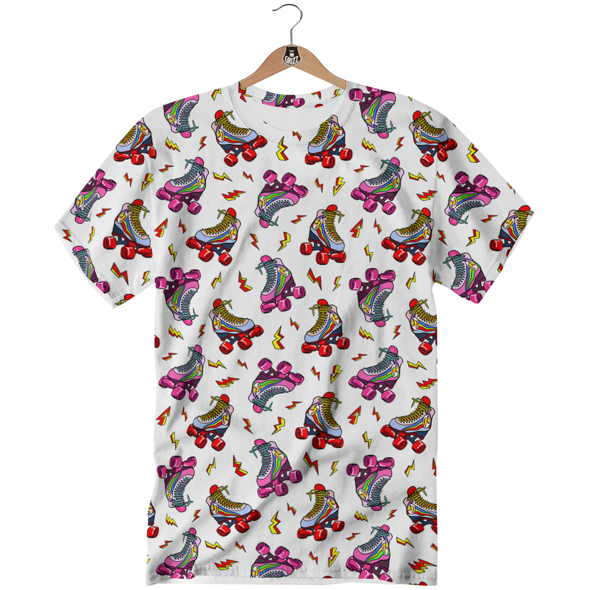 Roller Skates Lightning Print Pattern T-Shirt-grizzshop