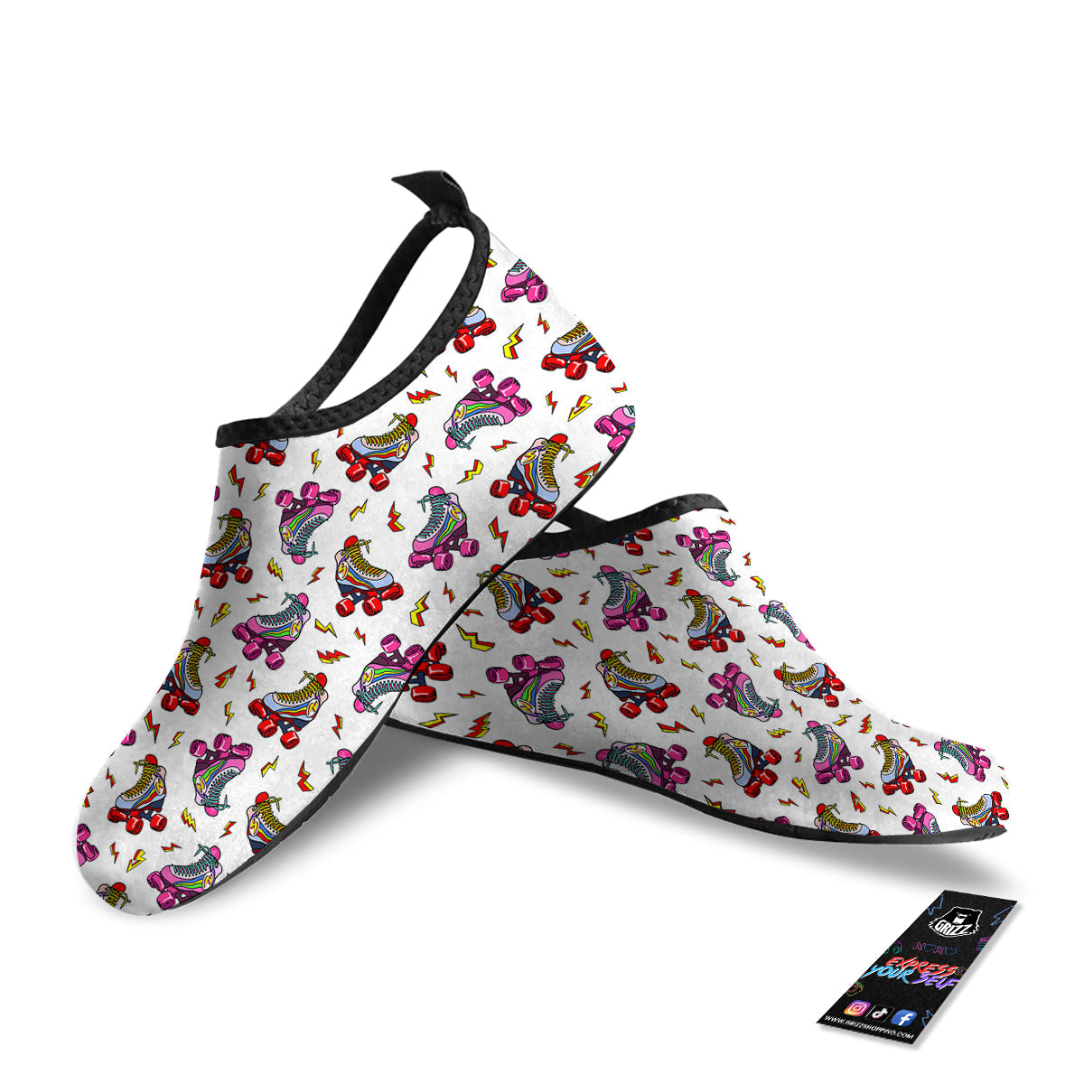 Roller Skates Lightning Print Pattern Water Shoes-grizzshop