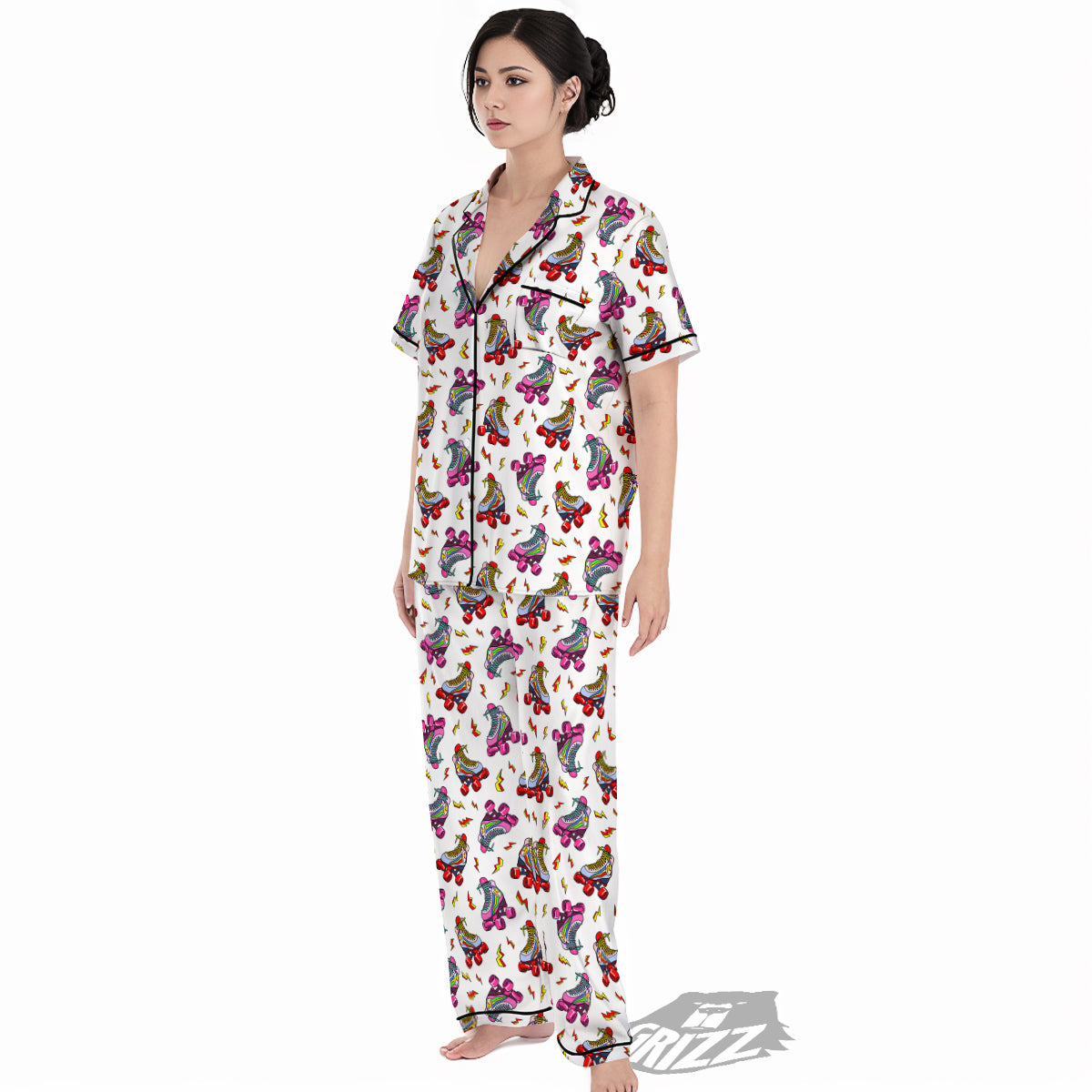 Roller Skates Lightning Print Pattern Women's Pajamas Set-grizzshop