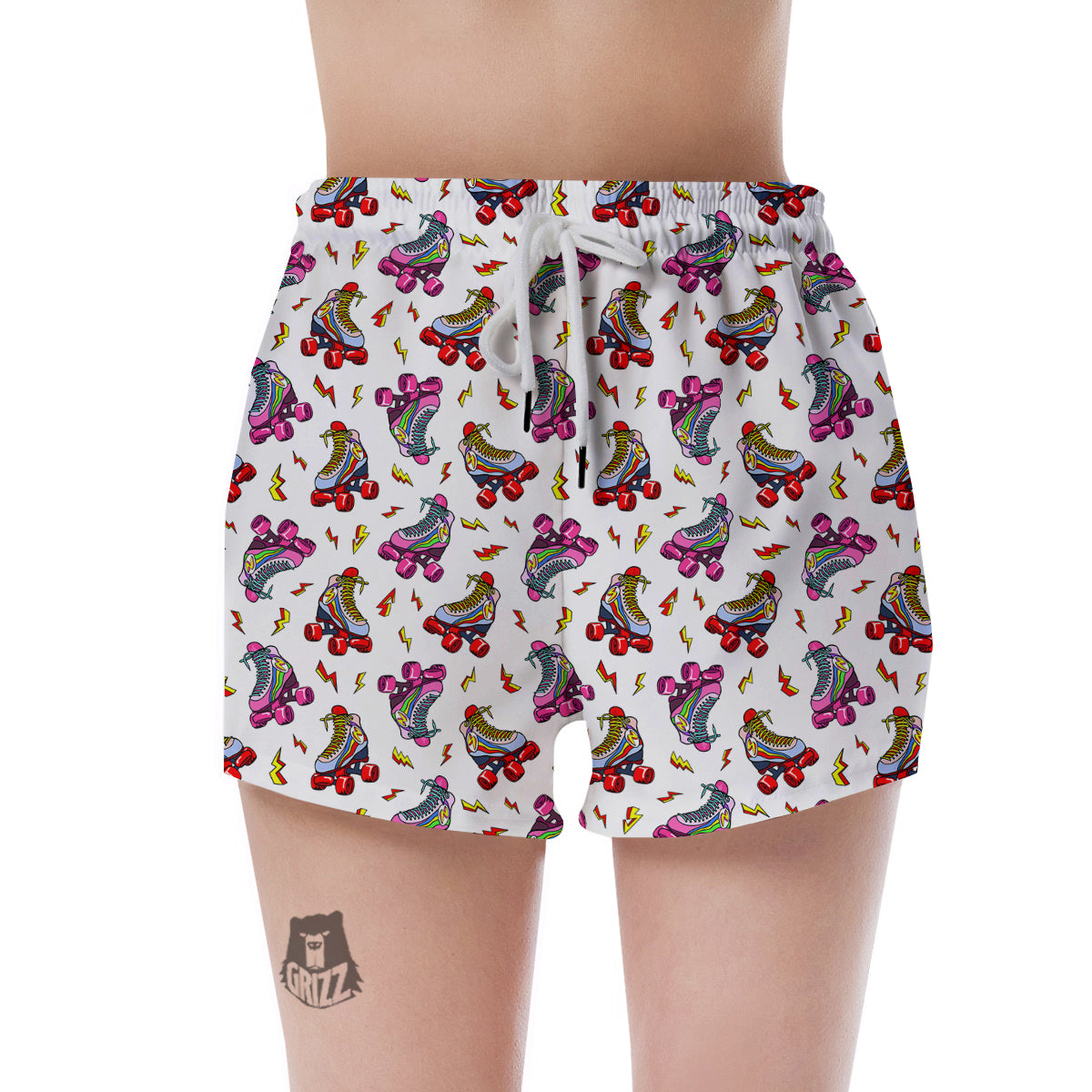 Roller Skates Lightning Print Pattern Women's Shorts-grizzshop