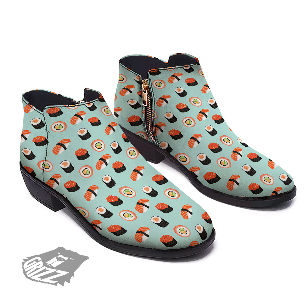 Rolls And Japanese Sushi Print Pattern Ankle Boots-grizzshop