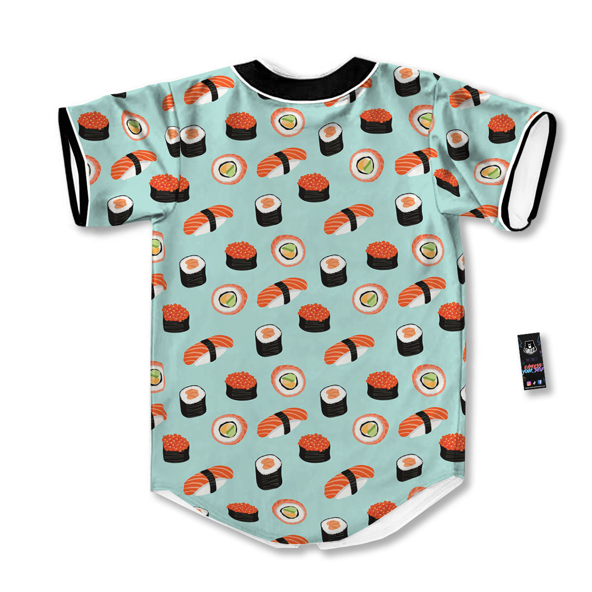Rolls And Japanese Sushi Print Pattern Baseball Jersey-grizzshop