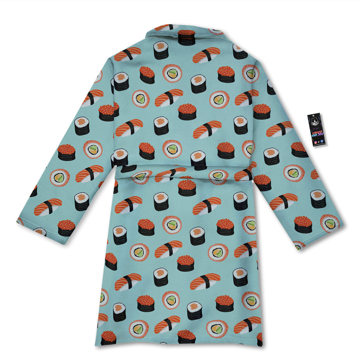 Rolls And Japanese Sushi Print Pattern Bathrobe-grizzshop