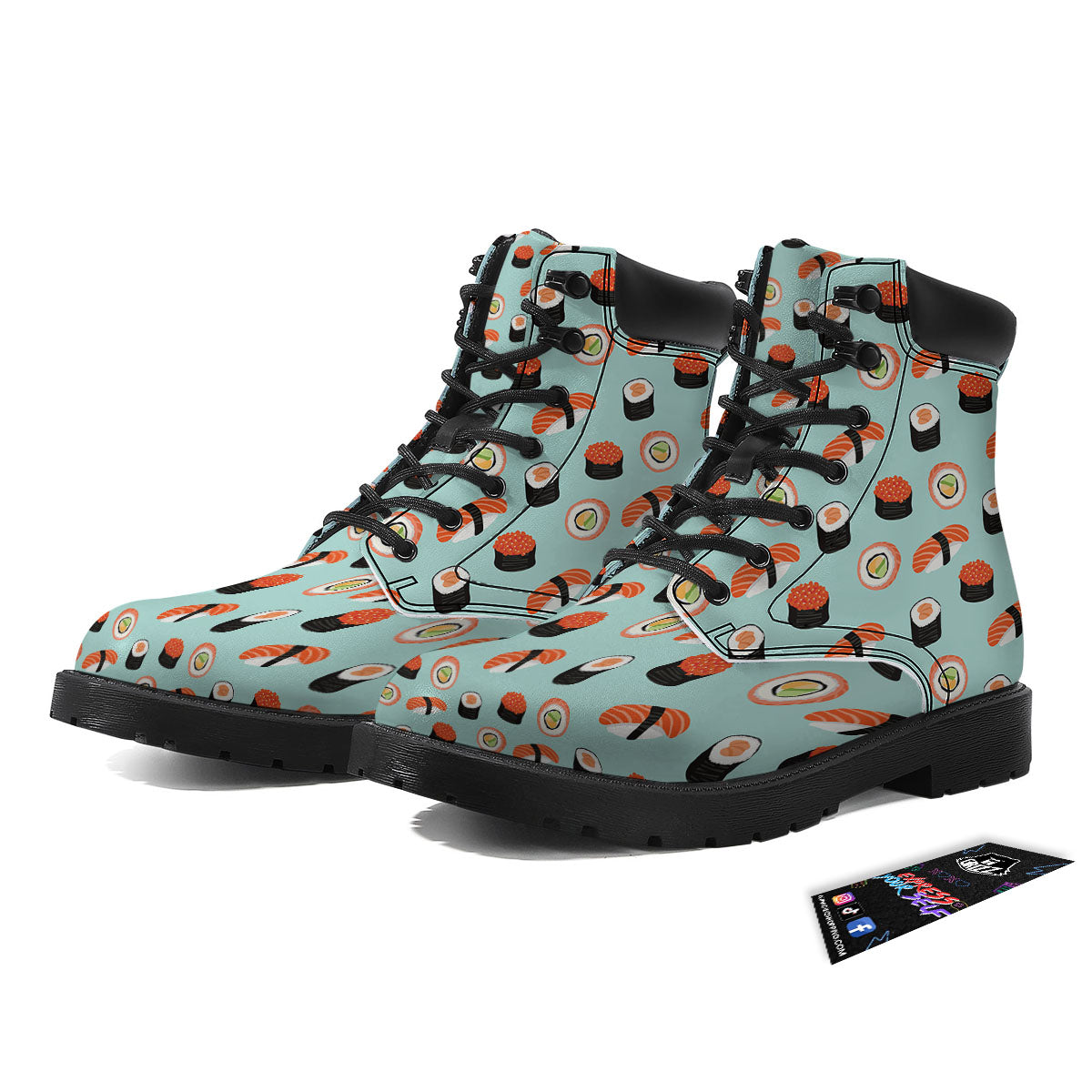Rolls And Japanese Sushi Print Pattern Boots-grizzshop