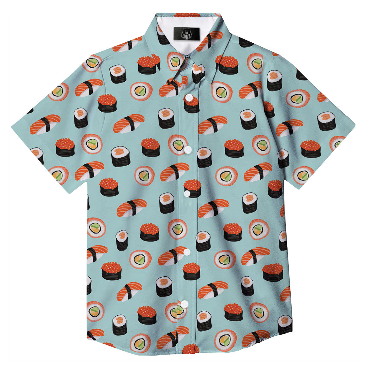 Rolls And Japanese Sushi Print Pattern Button Up Shirt-grizzshop