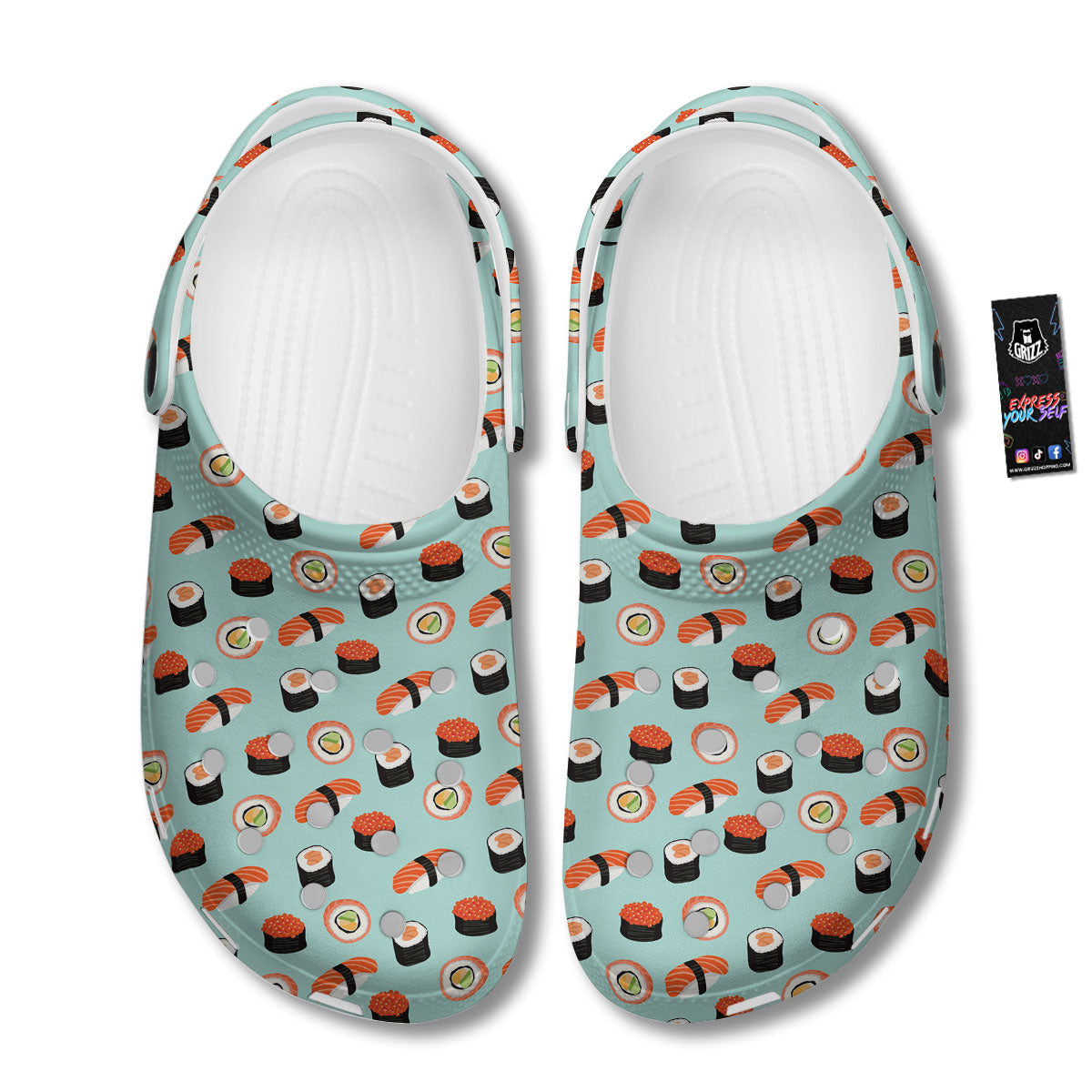 Rolls And Japanese Sushi Print Pattern Clog-grizzshop