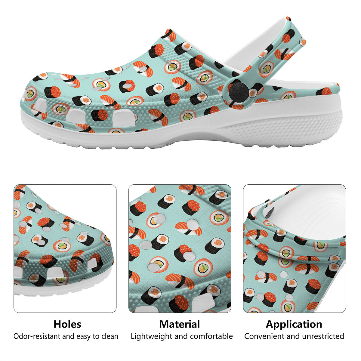 Rolls And Japanese Sushi Print Pattern Clog-grizzshop