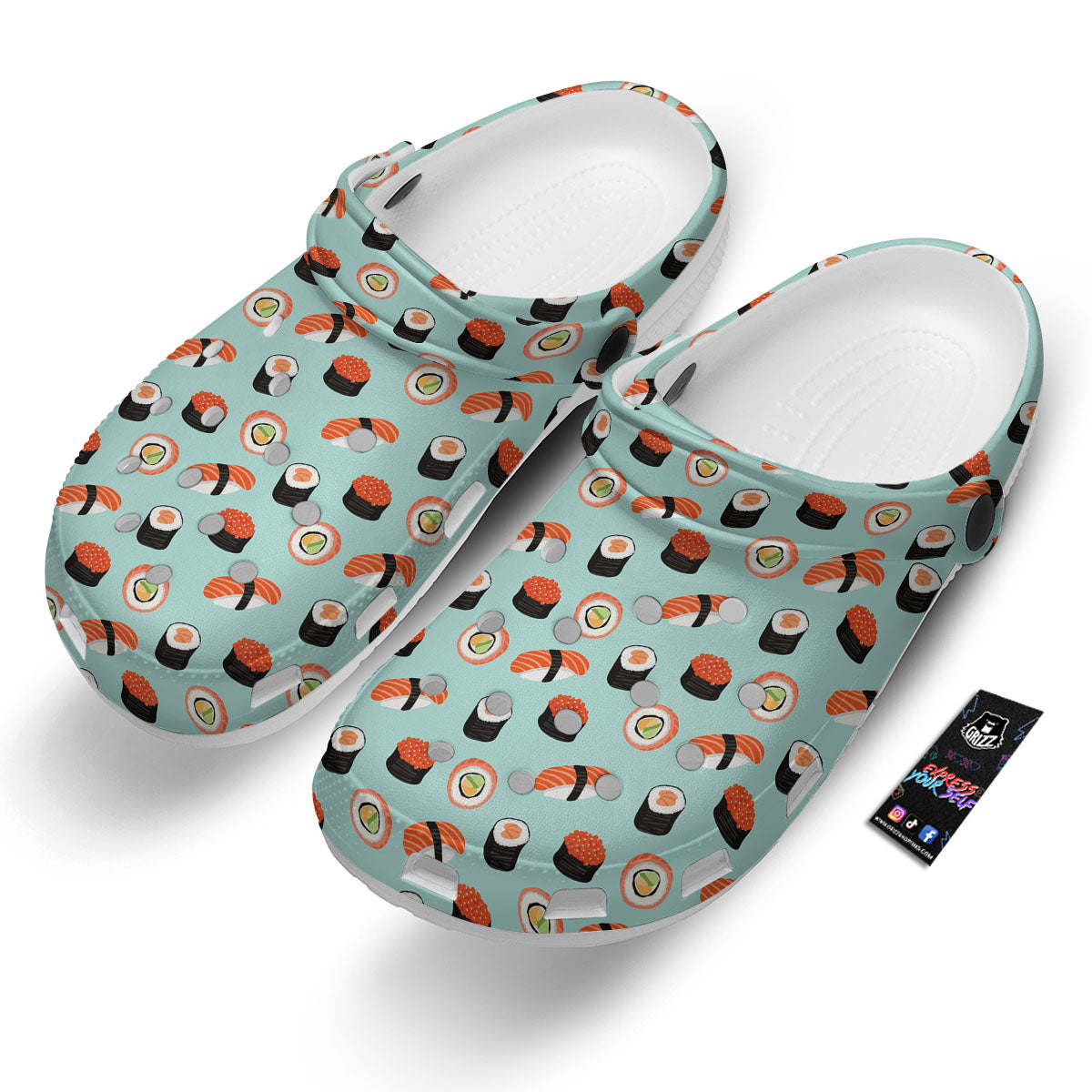 Rolls And Japanese Sushi Print Pattern Clog-grizzshop