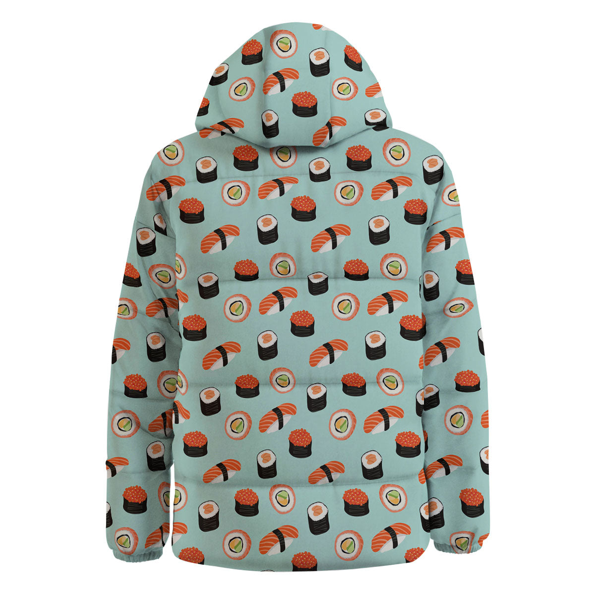 Rolls And Japanese Sushi Print Pattern Down Jacket-grizzshop