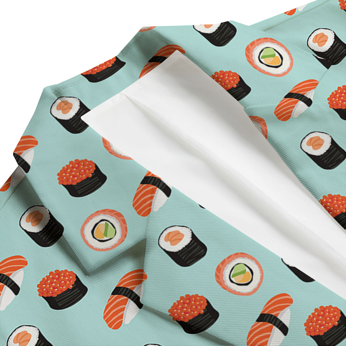 Rolls And Japanese Sushi Print Pattern Men's Blazer-grizzshop