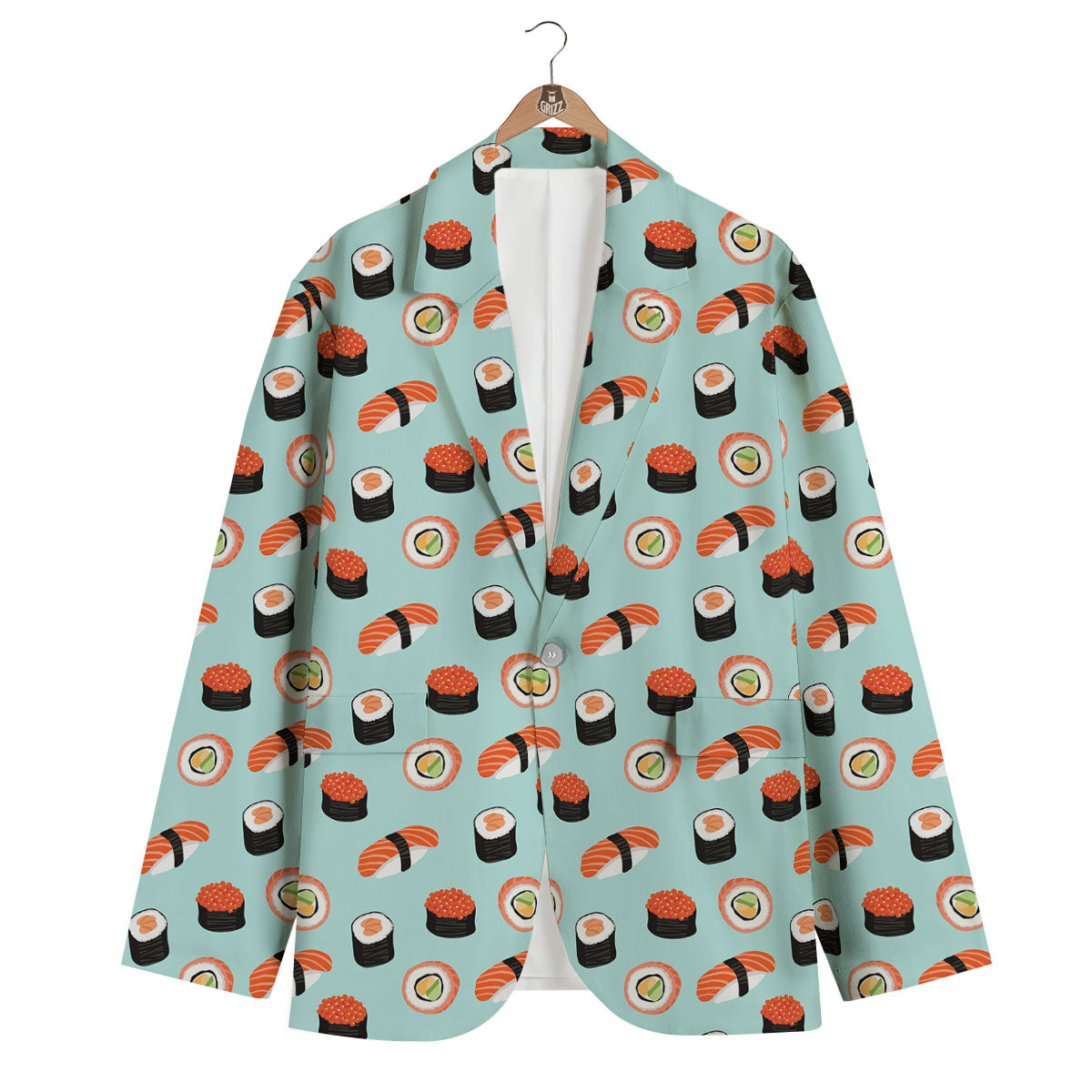 Rolls And Japanese Sushi Print Pattern Men's Blazer-grizzshop