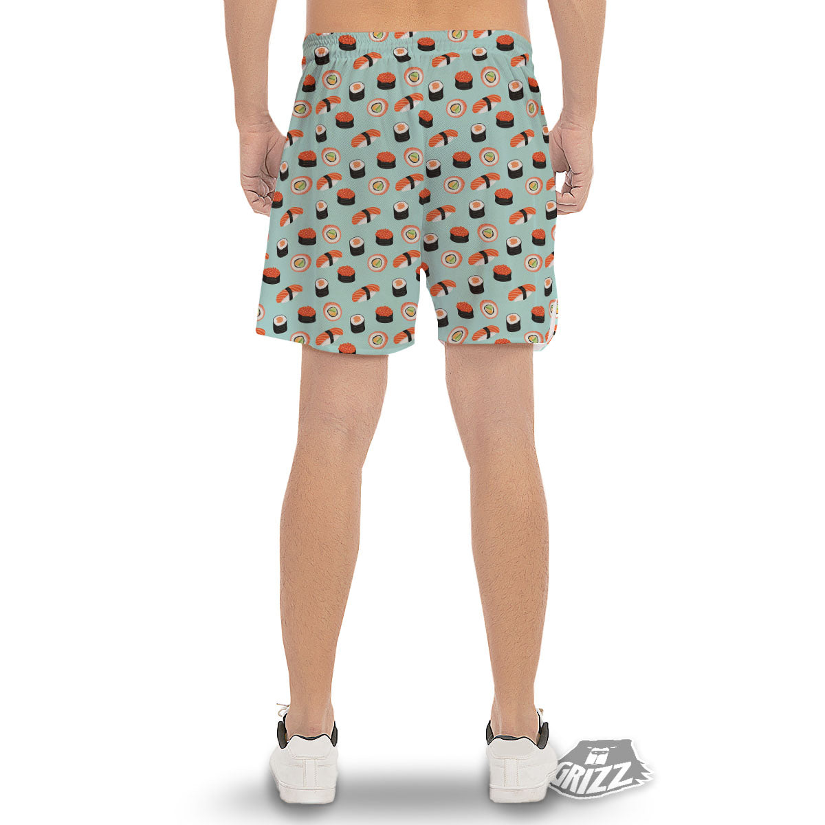 Rolls And Japanese Sushi Print Pattern Men's Gym Shorts-grizzshop