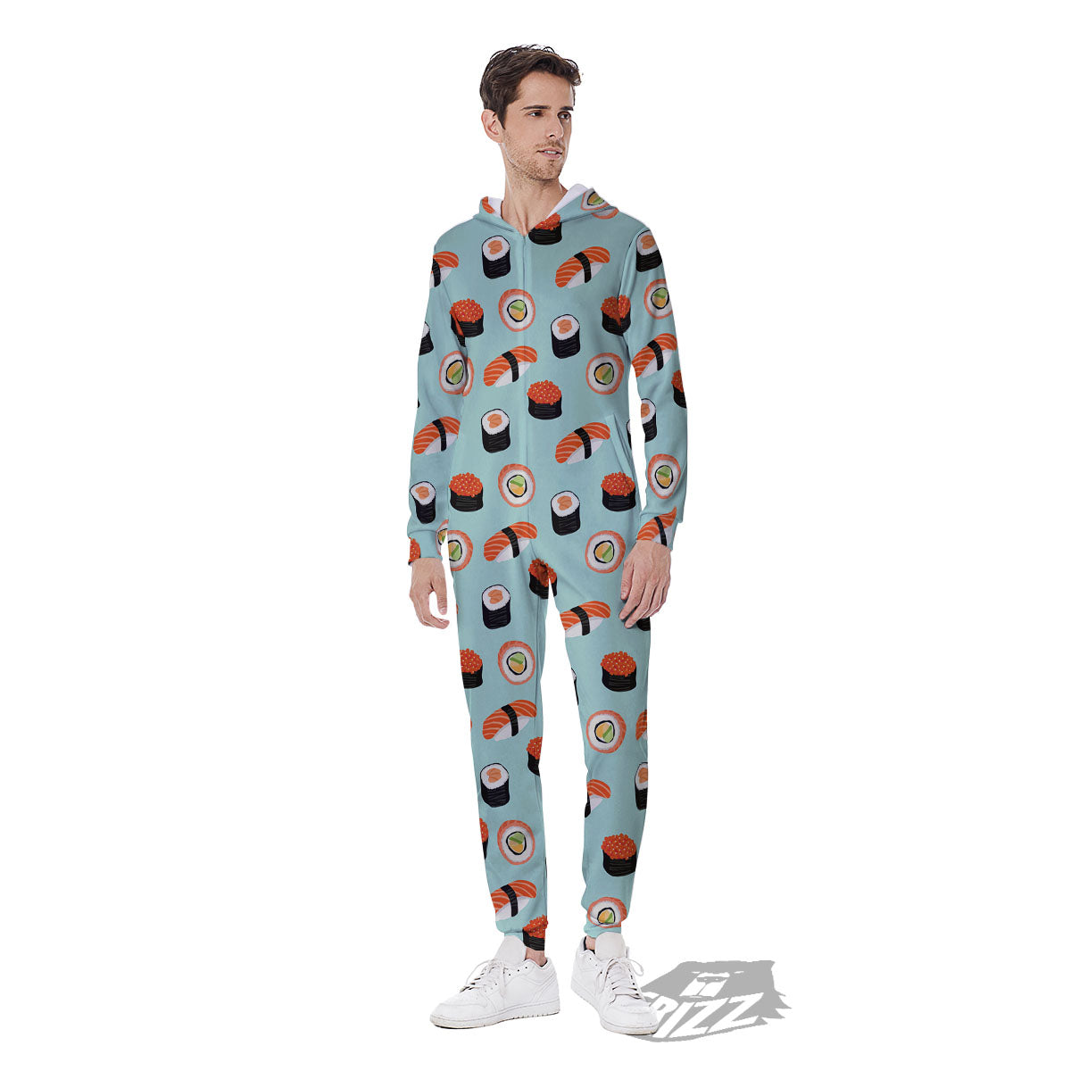Rolls And Japanese Sushi Print Pattern Men's Jumpsuit-grizzshop