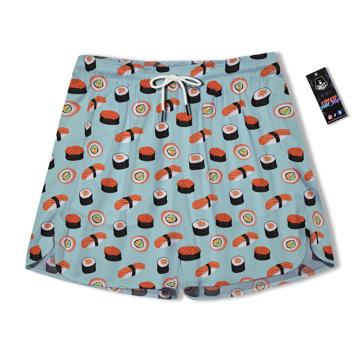 Rolls And Japanese Sushi Print Pattern Men's Running Shorts-grizzshop