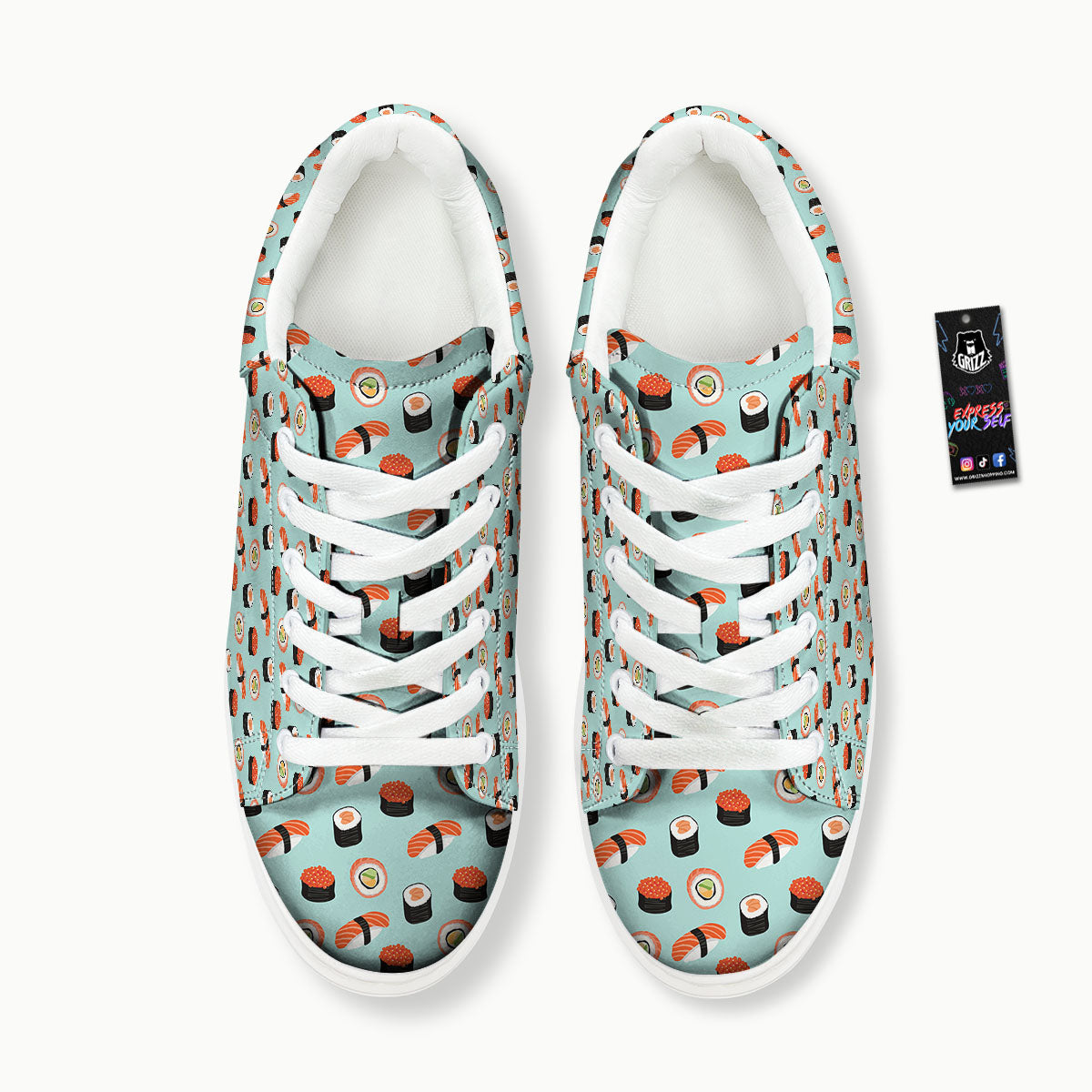 Rolls And Japanese Sushi Print Pattern Platform Shoes-grizzshop