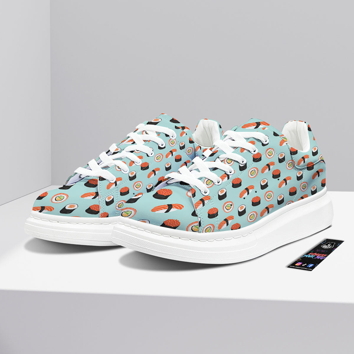 Rolls And Japanese Sushi Print Pattern Platform Shoes-grizzshop