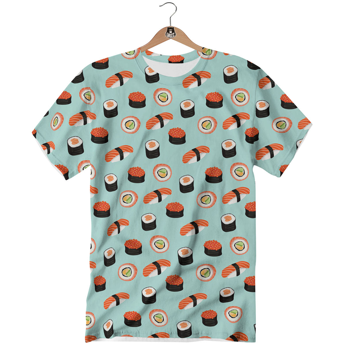 Rolls And Japanese Sushi Print Pattern T-Shirt-grizzshop