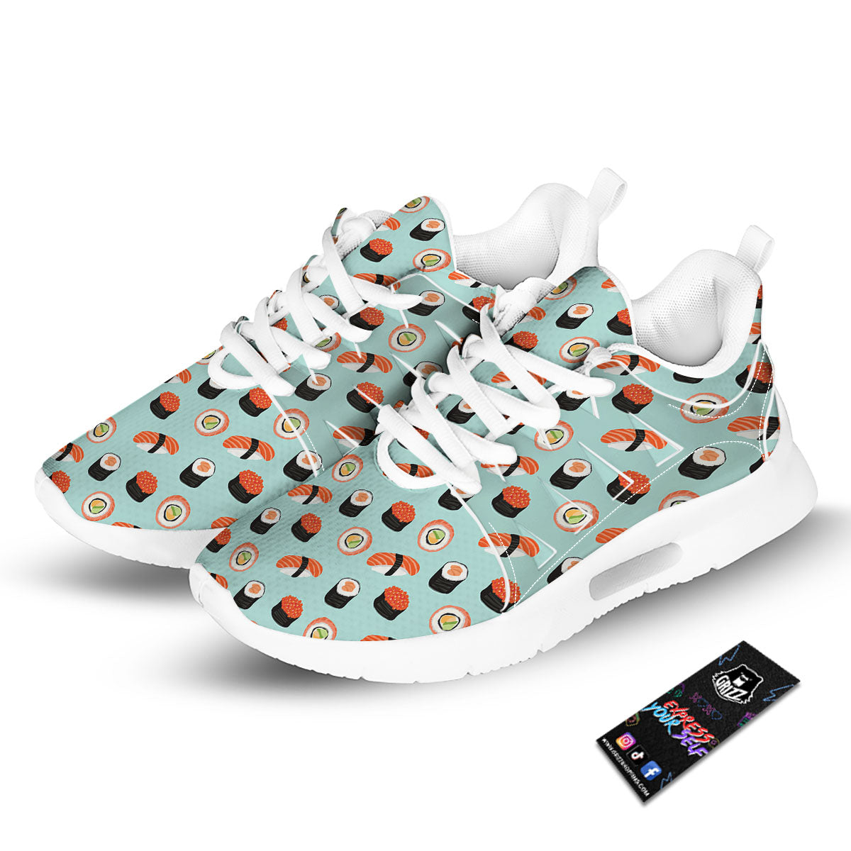 Rolls And Japanese Sushi Print Pattern Tennis Shoes-grizzshop