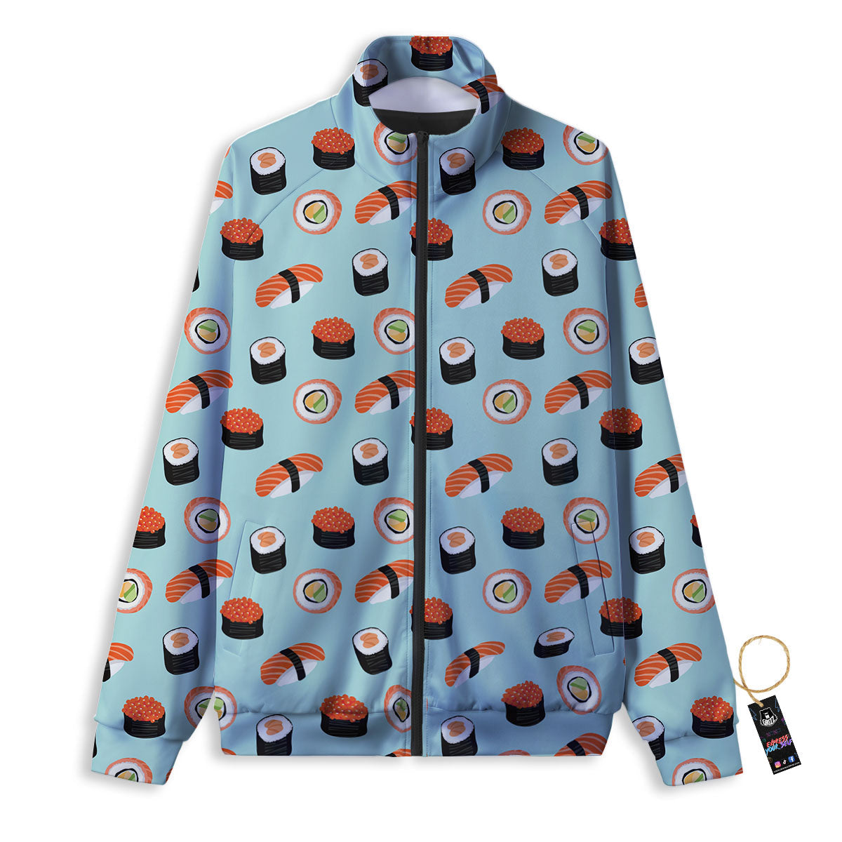 Rolls And Japanese Sushi Print Pattern Track Jacket-grizzshop