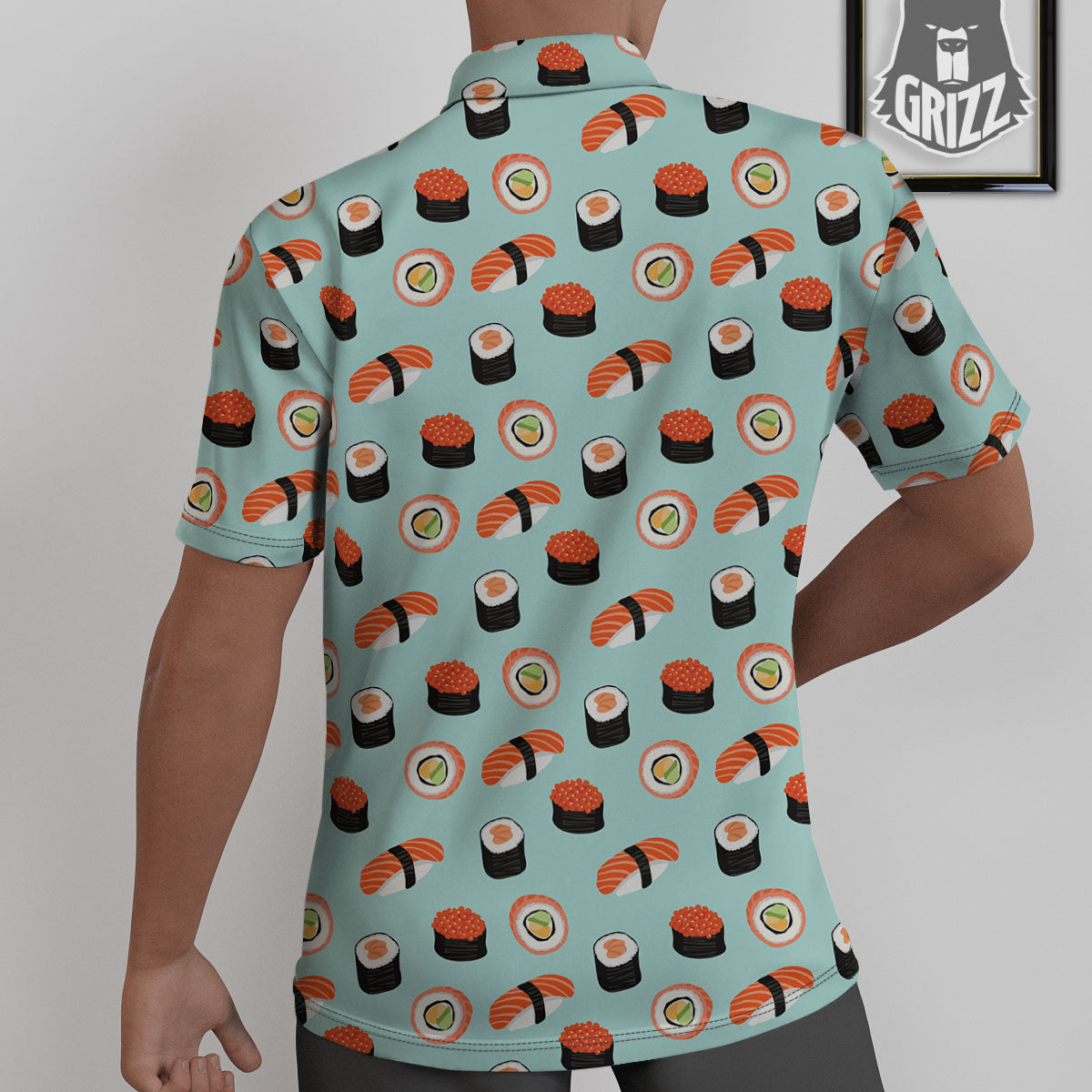 Rolls And Japanese Sushi Print Pattern Untucked Shirts-grizzshop