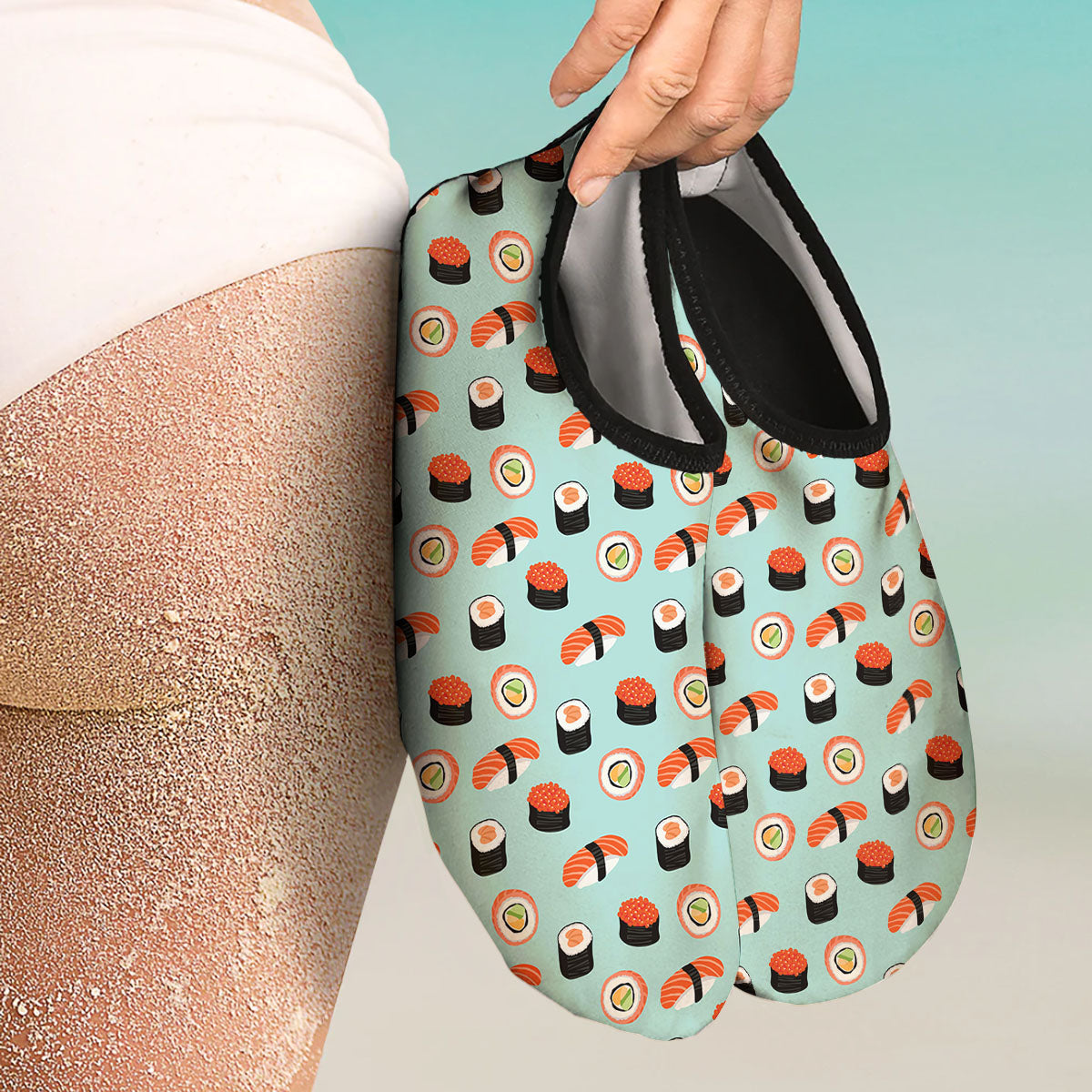 Rolls And Japanese Sushi Print Pattern Water Shoes-grizzshop