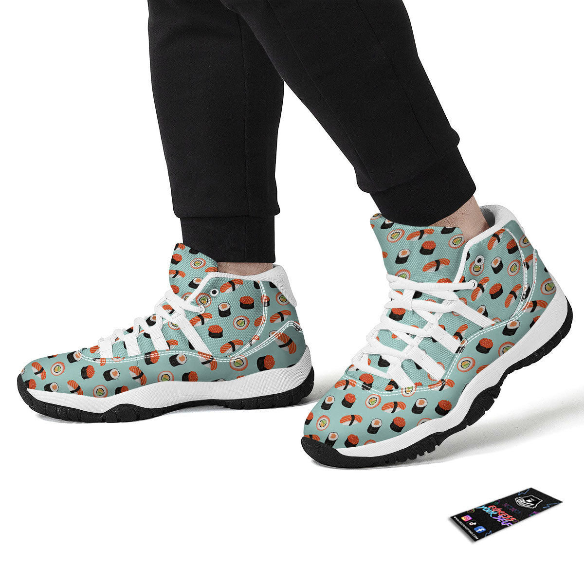 Rolls And Japanese Sushi Print Pattern White Bball Shoes-grizzshop