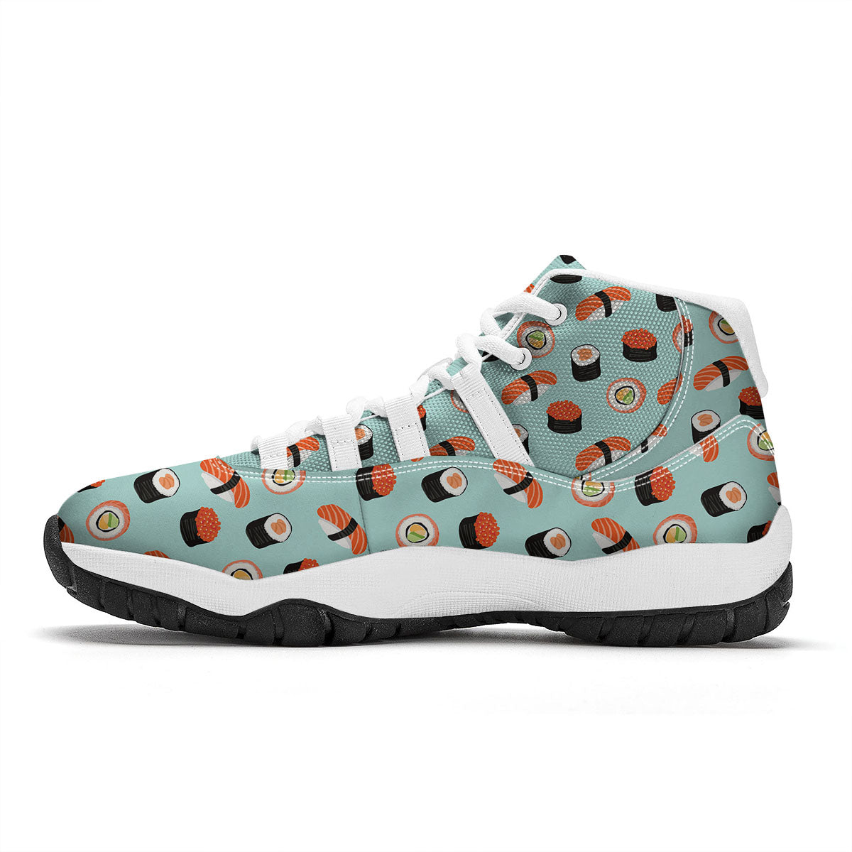 Rolls And Japanese Sushi Print Pattern White Bball Shoes-grizzshop