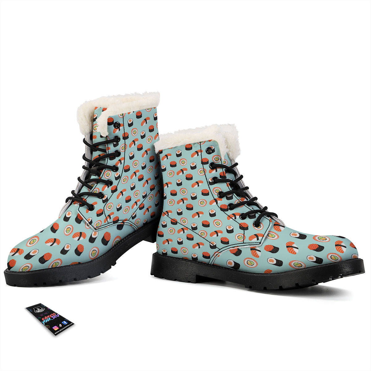 Rolls And Japanese Sushi Print Pattern Winter Boots-grizzshop