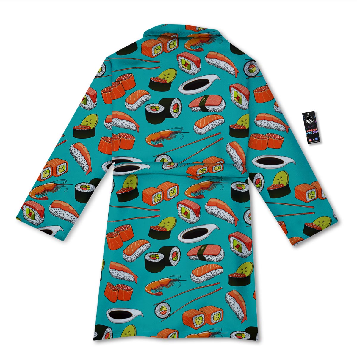 Rolls And Salmon Sushi Print Pattern Bathrobe-grizzshop