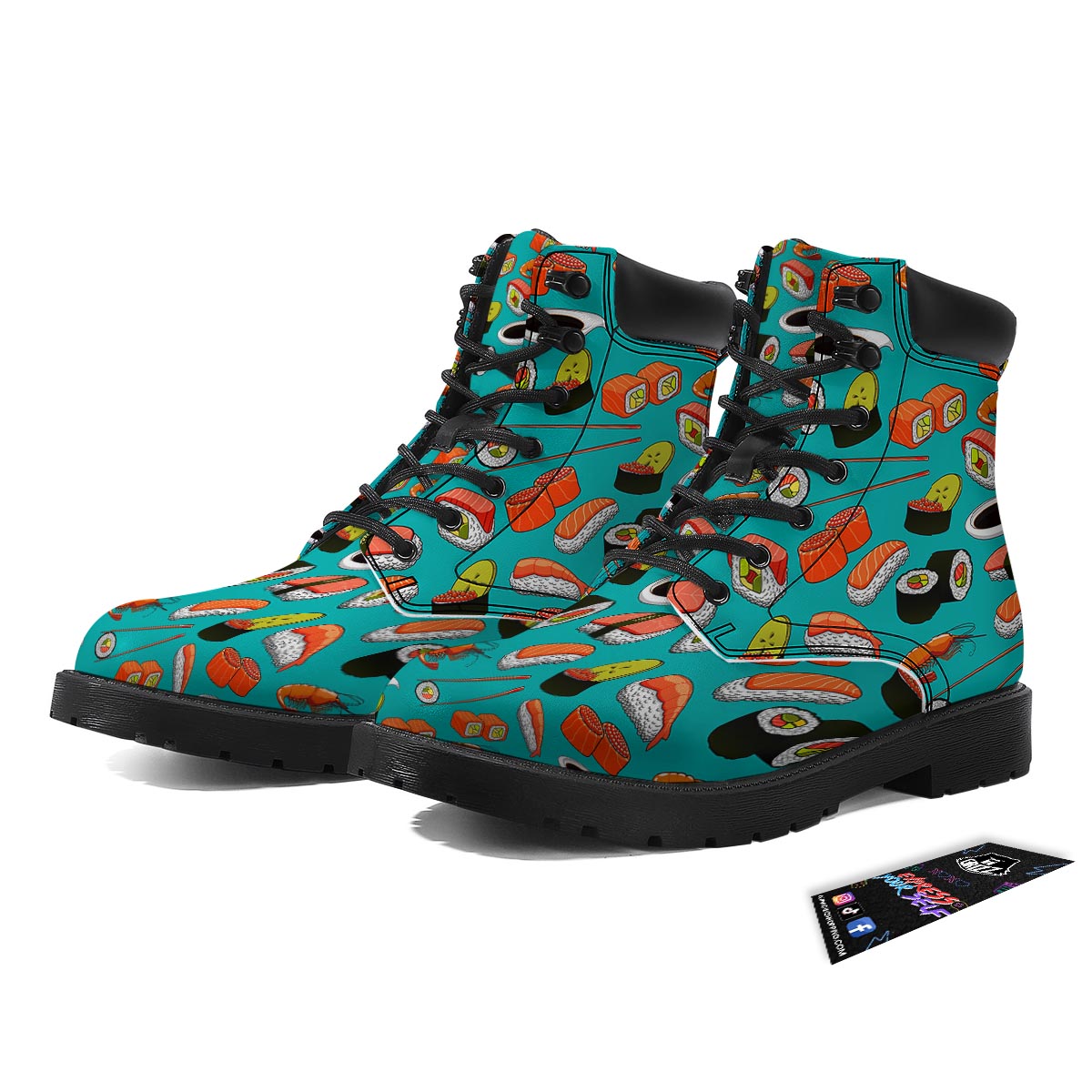 Rolls And Salmon Sushi Print Pattern Boots-grizzshop