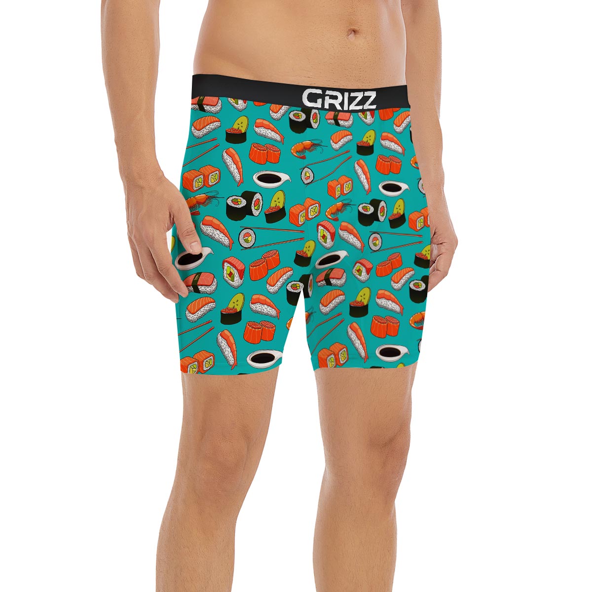 Rolls And Salmon Sushi Print Pattern Boxer Briefs-grizzshop