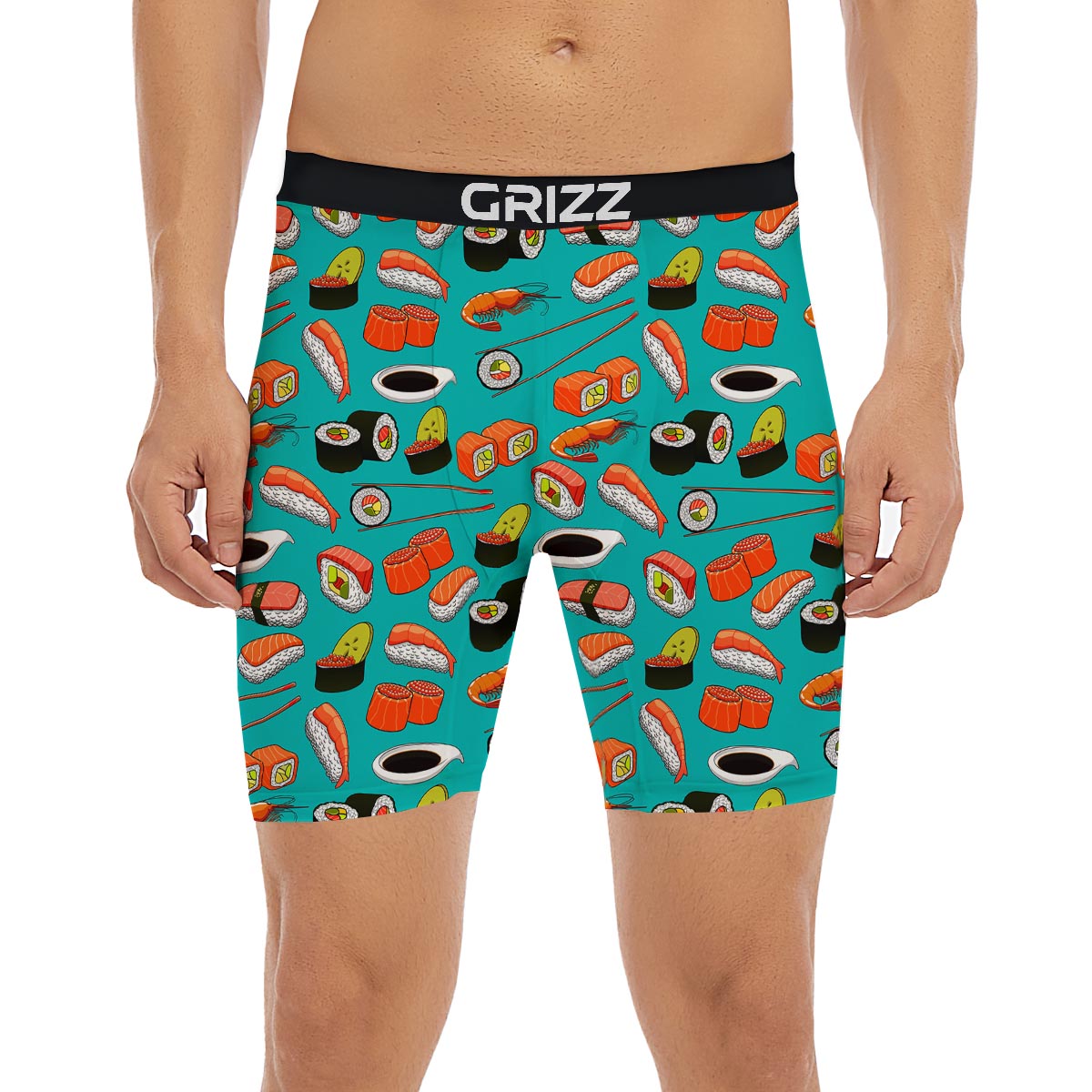 Rolls And Salmon Sushi Print Pattern Boxer Briefs-grizzshop