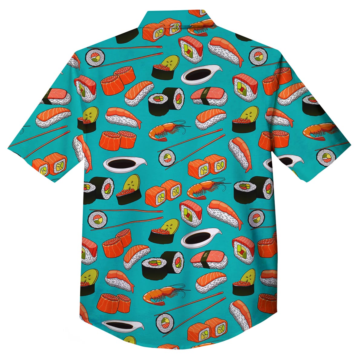 Rolls And Salmon Sushi Print Pattern Button Up Shirt-grizzshop