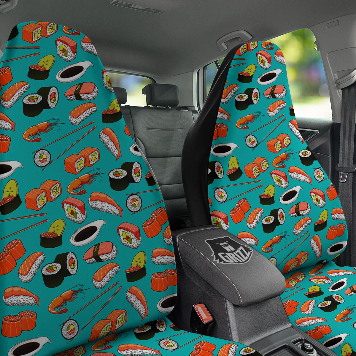 Rolls And Salmon Sushi Print Pattern Car Seat Covers-grizzshop