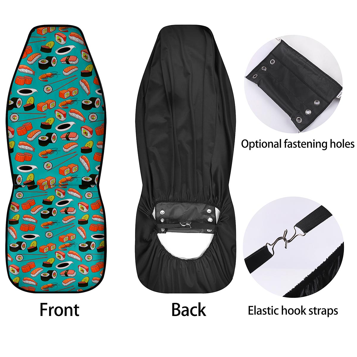 Rolls And Salmon Sushi Print Pattern Car Seat Covers-grizzshop