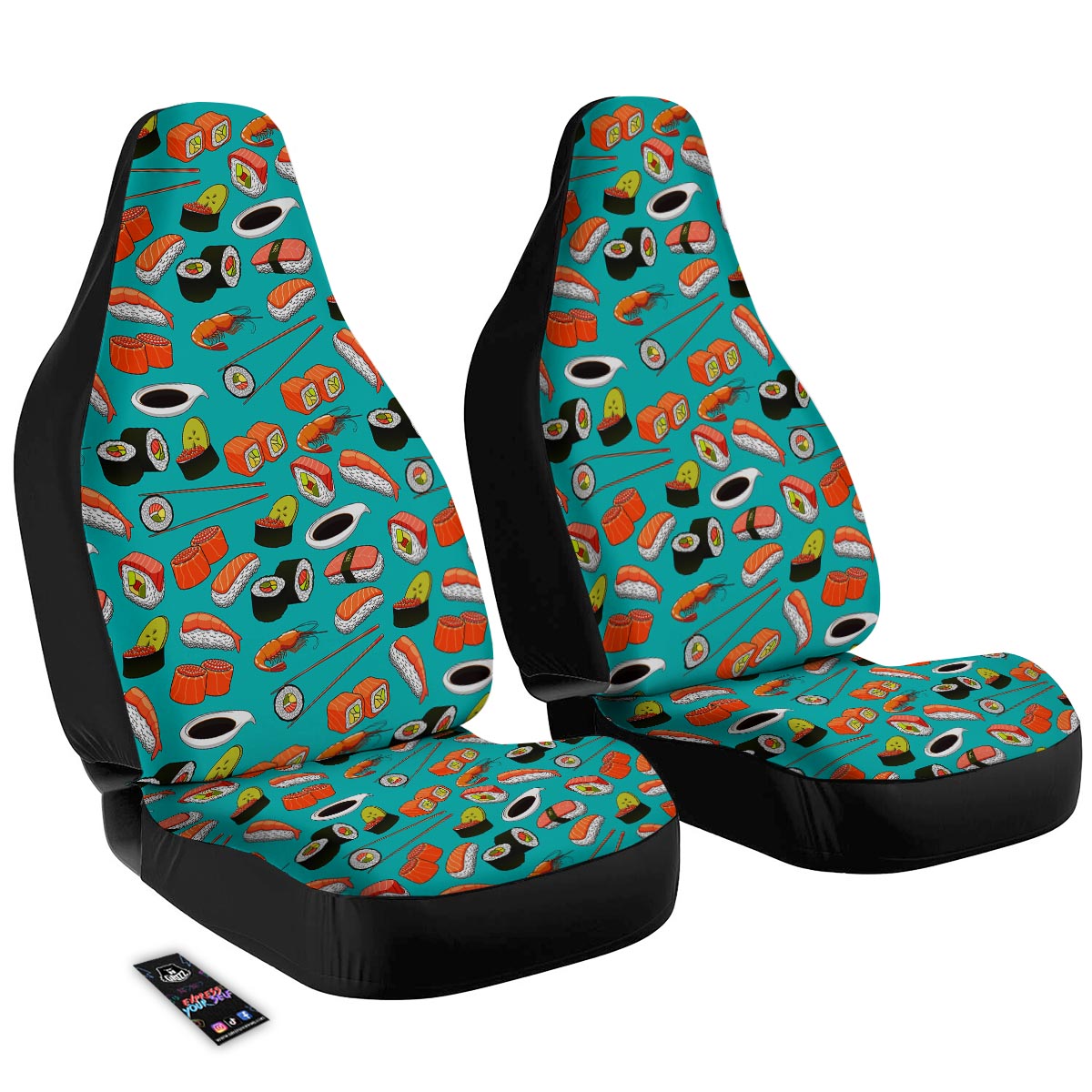 Rolls And Salmon Sushi Print Pattern Car Seat Covers-grizzshop