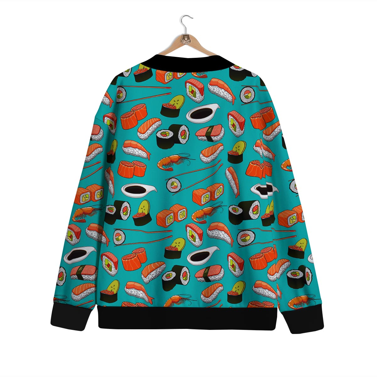 Rolls And Salmon Sushi Print Pattern Cardigan-grizzshop