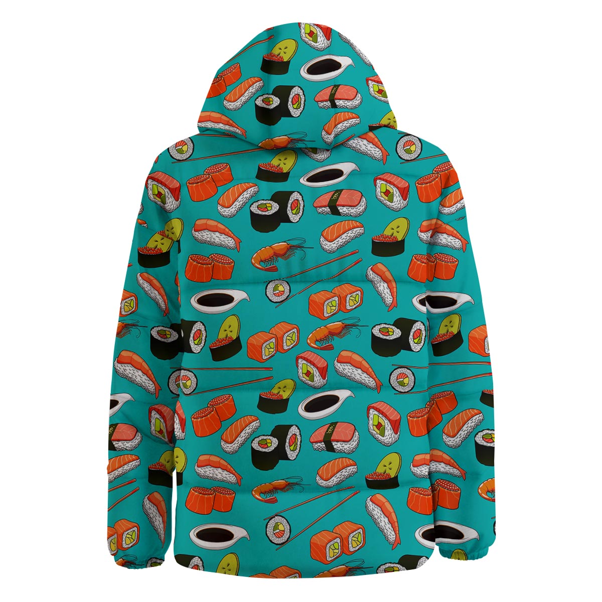 Rolls And Salmon Sushi Print Pattern Down Jacket-grizzshop