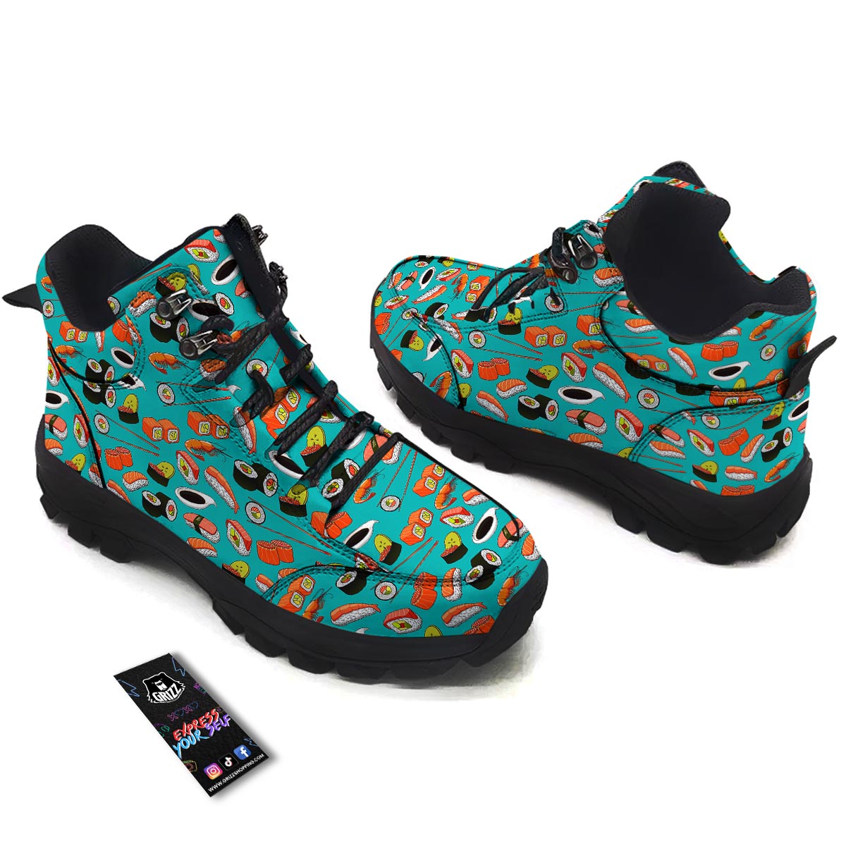 Rolls And Salmon Sushi Print Pattern Hiking Shoes-grizzshop