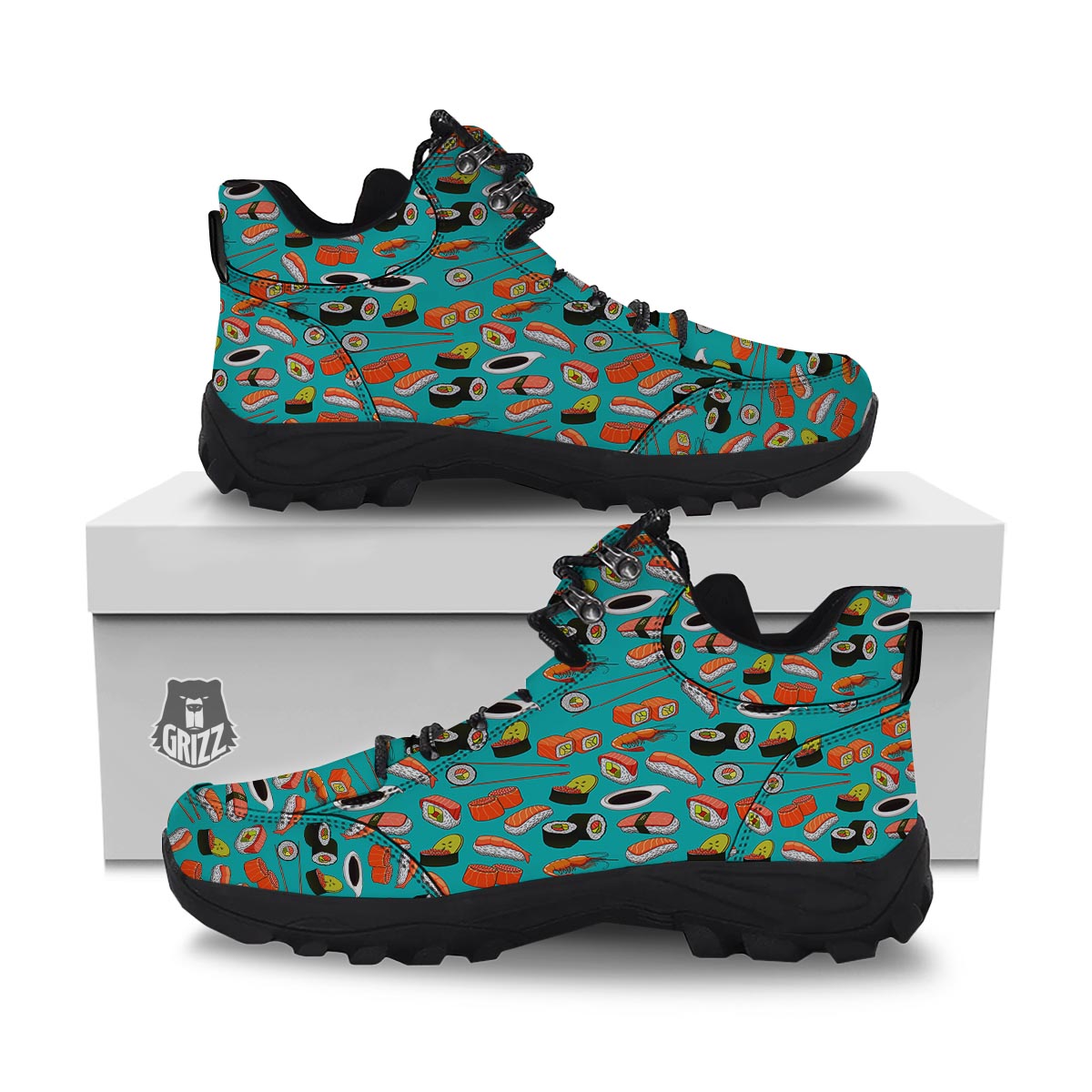 Rolls And Salmon Sushi Print Pattern Hiking Shoes-grizzshop