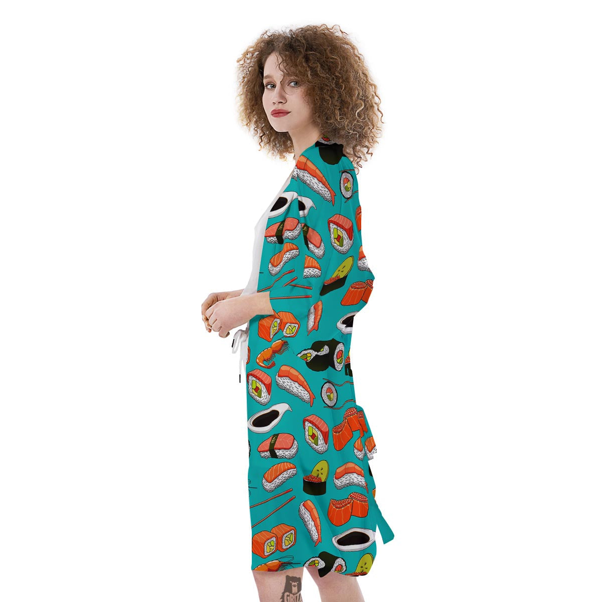 Rolls And Salmon Sushi Print Pattern Kimono-grizzshop