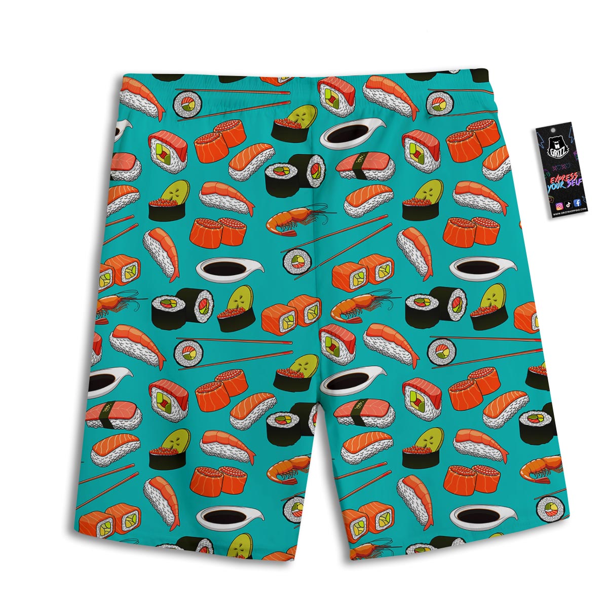 Rolls And Salmon Sushi Print Pattern Men's Athletic Shorts