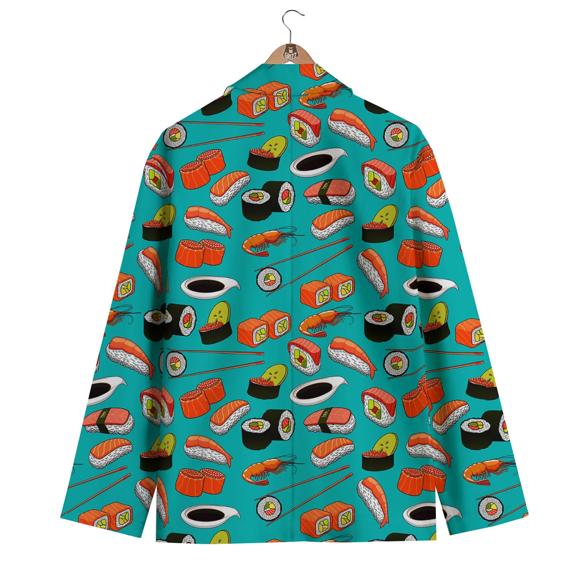 Rolls And Salmon Sushi Print Pattern Men's Blazer-grizzshop